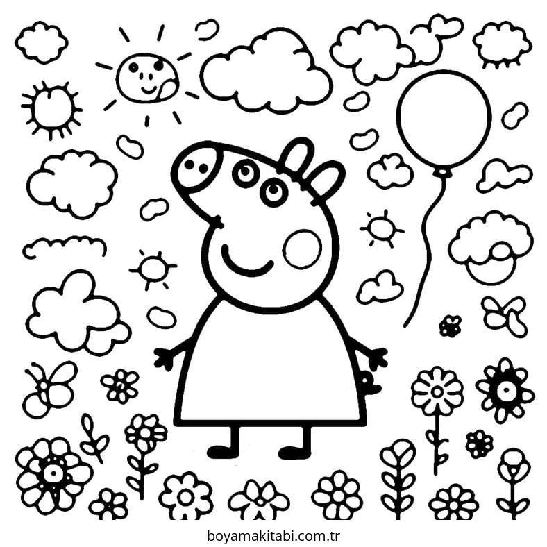 Peppa Pig boyama sayfası – çocuklar için, çizgi film temalı