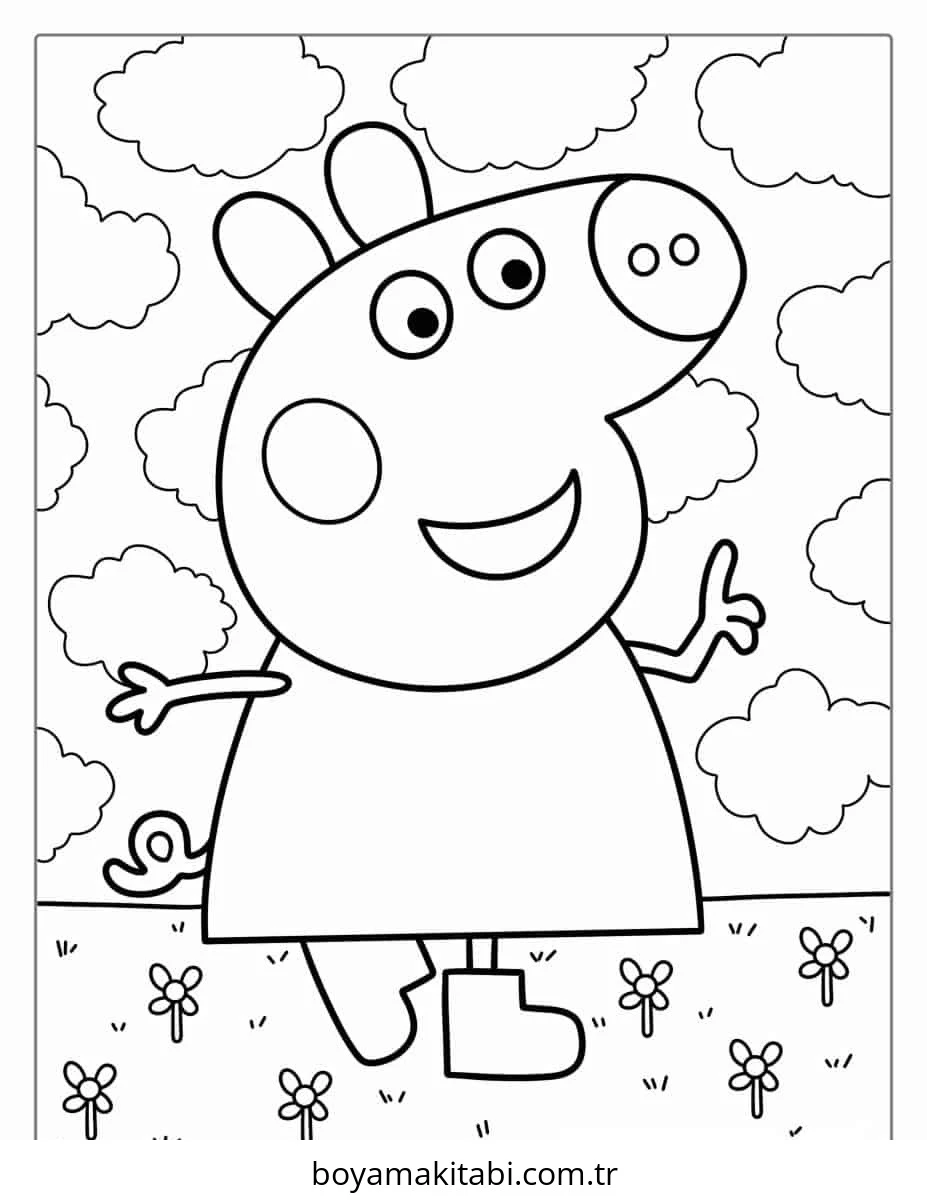 Peppa Pig boyama sayfası – sanatsal çalışma, çocuklar için