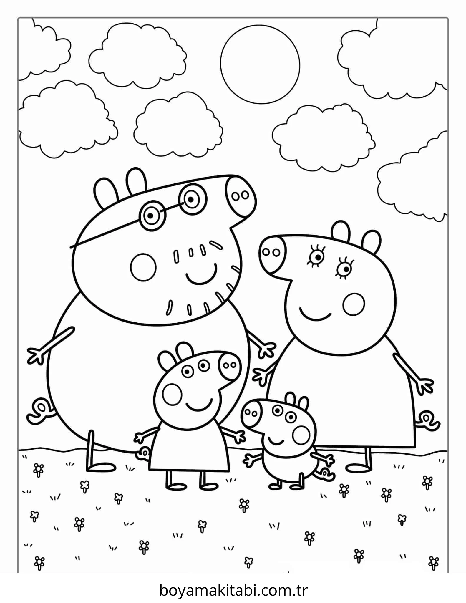 Peppa Pig boyama sayfası – PDF indir, sevimli karakter