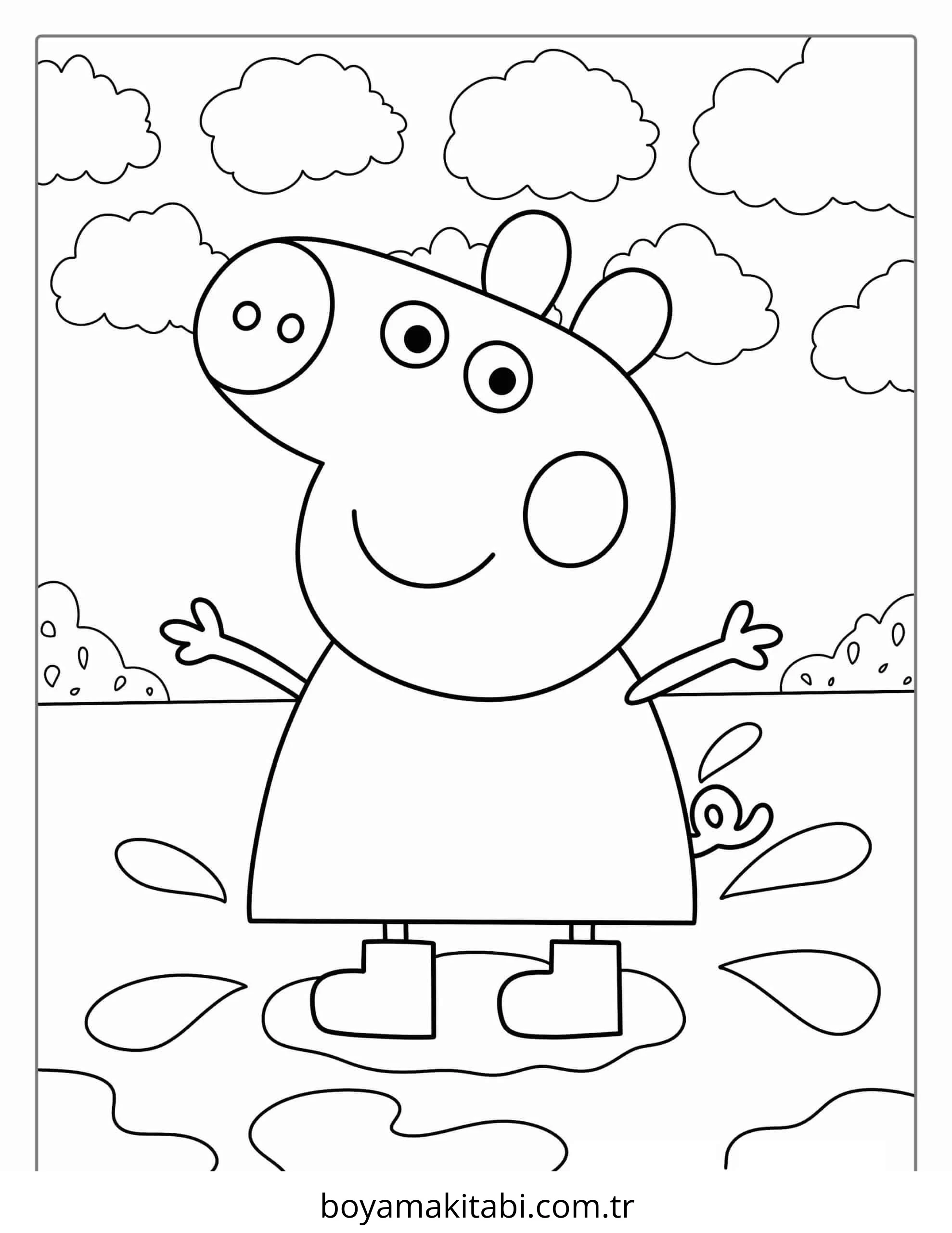 Peppa Pig boyama sayfası – eğlenceli etkinlik, el becerilerini geliştirir