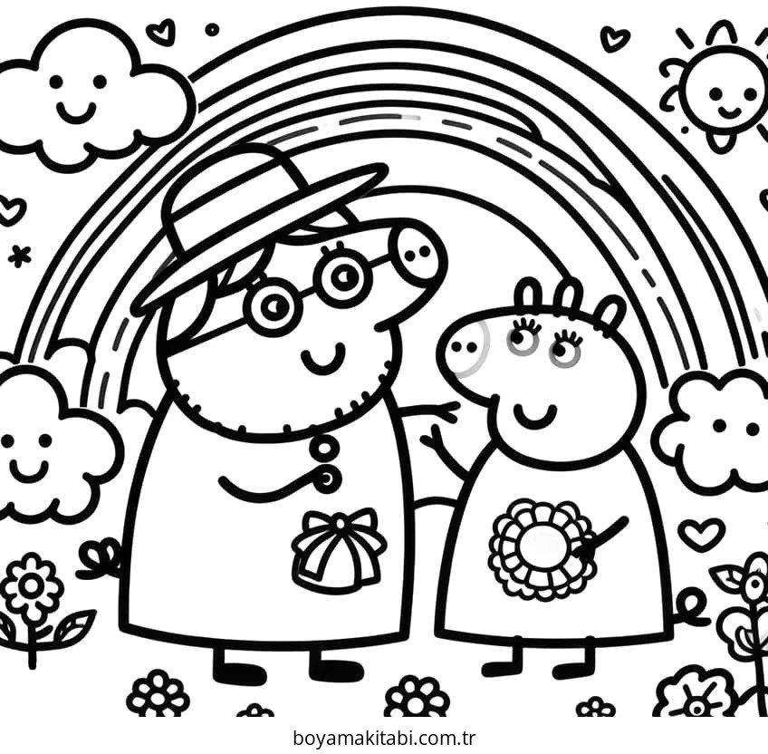 Peppa Pig boyama sayfası – sevimli karakter, sanatsal çalışma