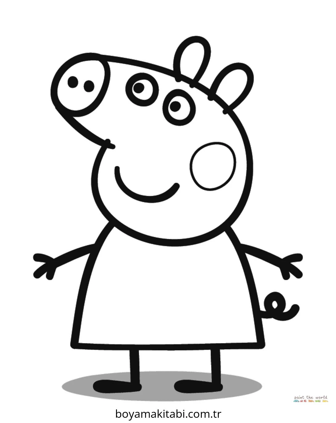 Peppa Pig boyama sayfası – çizgi film temalı, basit çizim