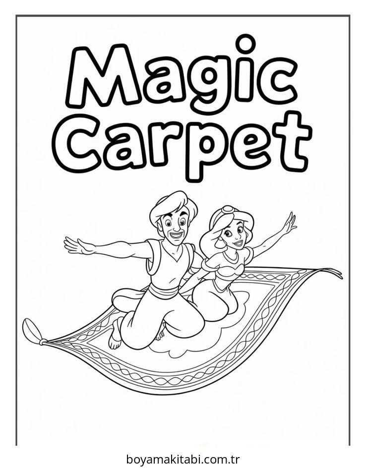 Aladdin boyama sayfası – boyama çalışması, yaratıcılığı geliştirir