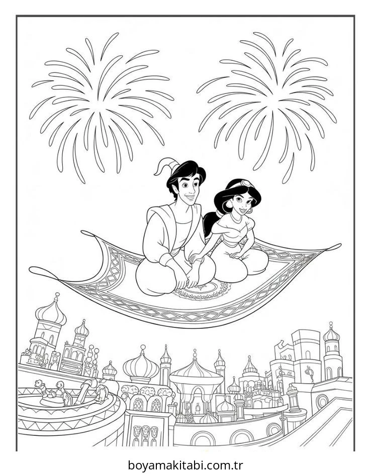 Aladdin boyama sayfası – yaratıcılığı geliştirir, keyifli zaman