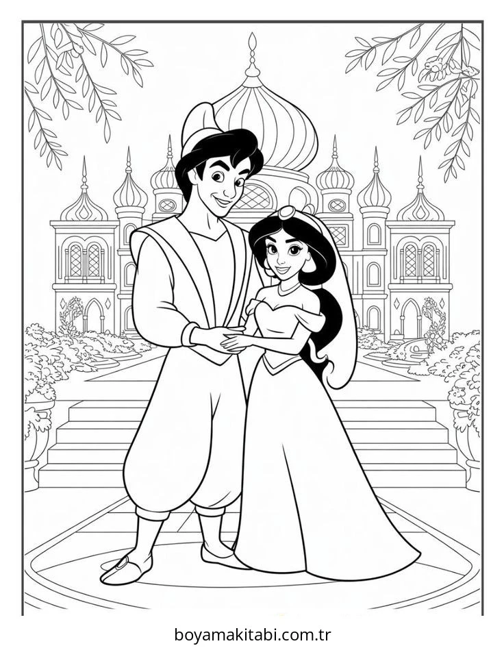 Aladdin boyama sayfası – okul öncesi, evde etkinlik