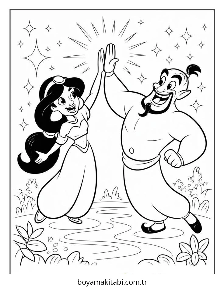 Aladdin boyama sayfası – çocuk aktivitesi, PDF indir