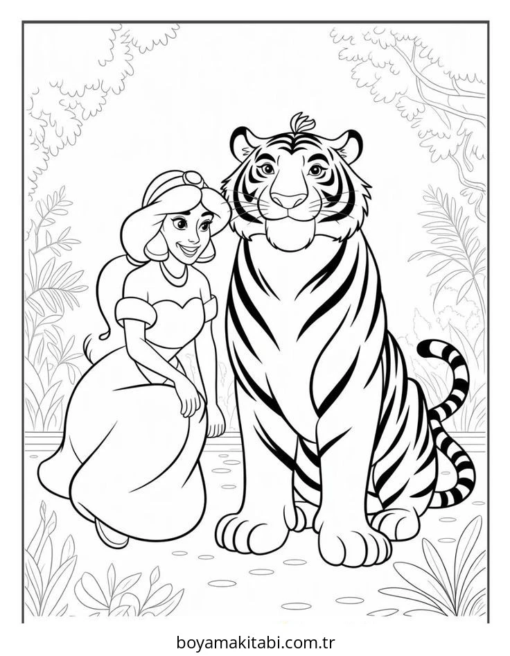 Aladdin boyama sayfası – basit çizim, kolay boyama
