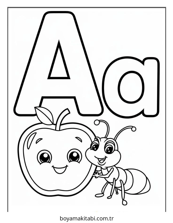 Alfabe boyama sayfası – el becerilerini geliştirir, boyama çalışması