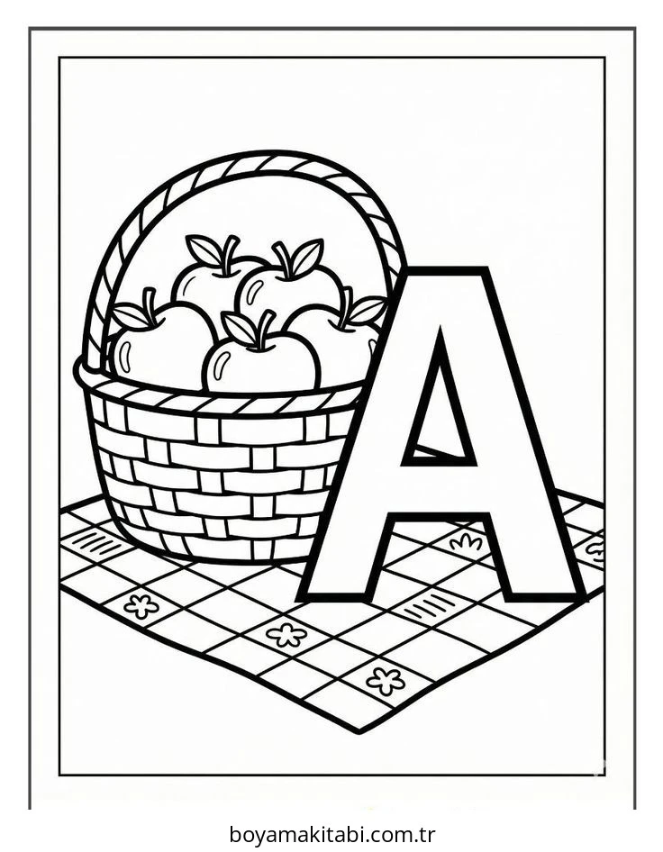 Alfabe boyama sayfası – eğlenceli etkinlik, el becerilerini geliştirir