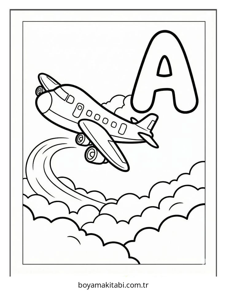 Alfabe boyama sayfası – sanatsal çalışma, çocuklar için