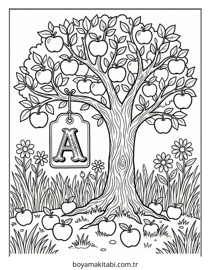 Alfabe boyama sayfası – basit çizim, kolay boyama