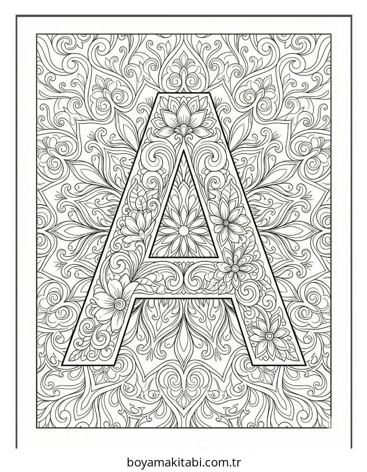 Alfabe boyama sayfası – boyama çalışması, yaratıcılığı geliştirir