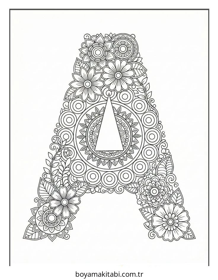 Alfabe boyama sayfası – el becerilerini geliştirir, boyama çalışması
