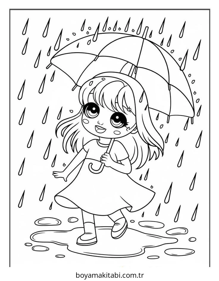 Anime boyama sayfası – PDF indir, sevimli karakter