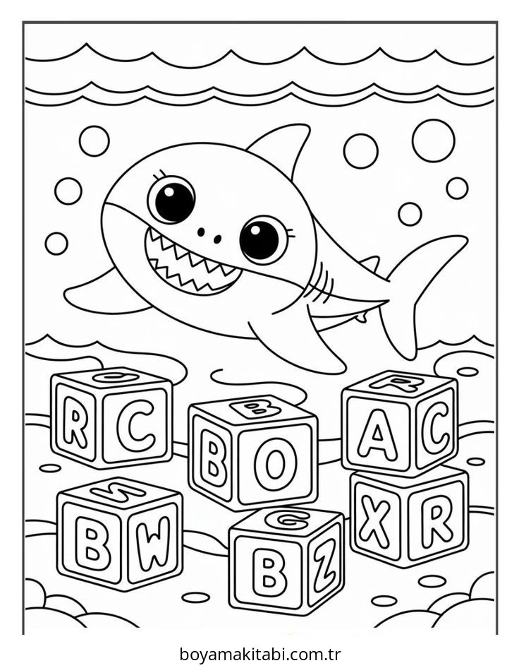 Baby Shark boyama sayfası – okul öncesi, evde etkinlik