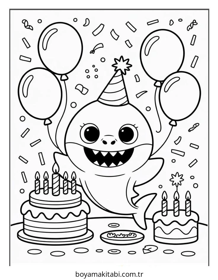 Baby Shark boyama sayfası – boyama etkinliği, çocuk aktivitesi
