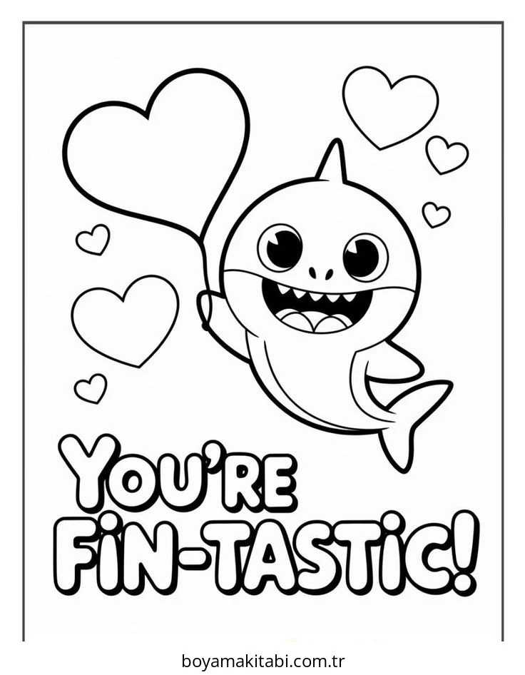 Baby Shark boyama sayfası – sanatsal çalışma, çocuklar için