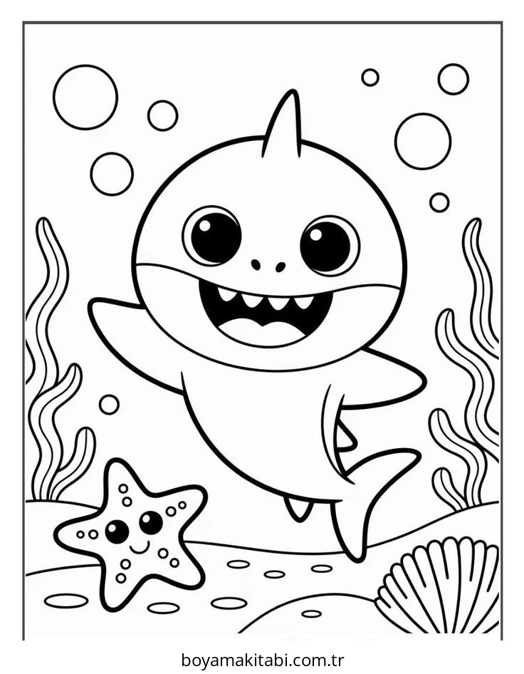 Baby Shark boyama sayfası – yaratıcılık, eğlenceli etkinlik