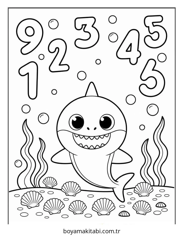 Baby Shark boyama sayfası – yaratıcılığı geliştirir, keyifli zaman