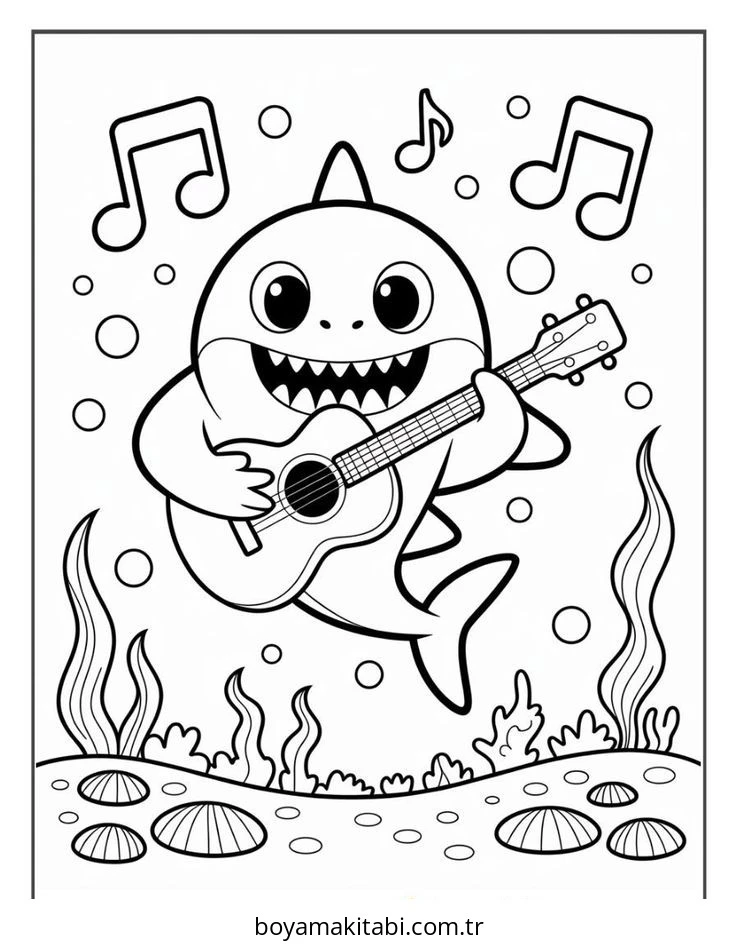 Baby Shark boyama sayfası – eğitici aktivite, yaratıcılık