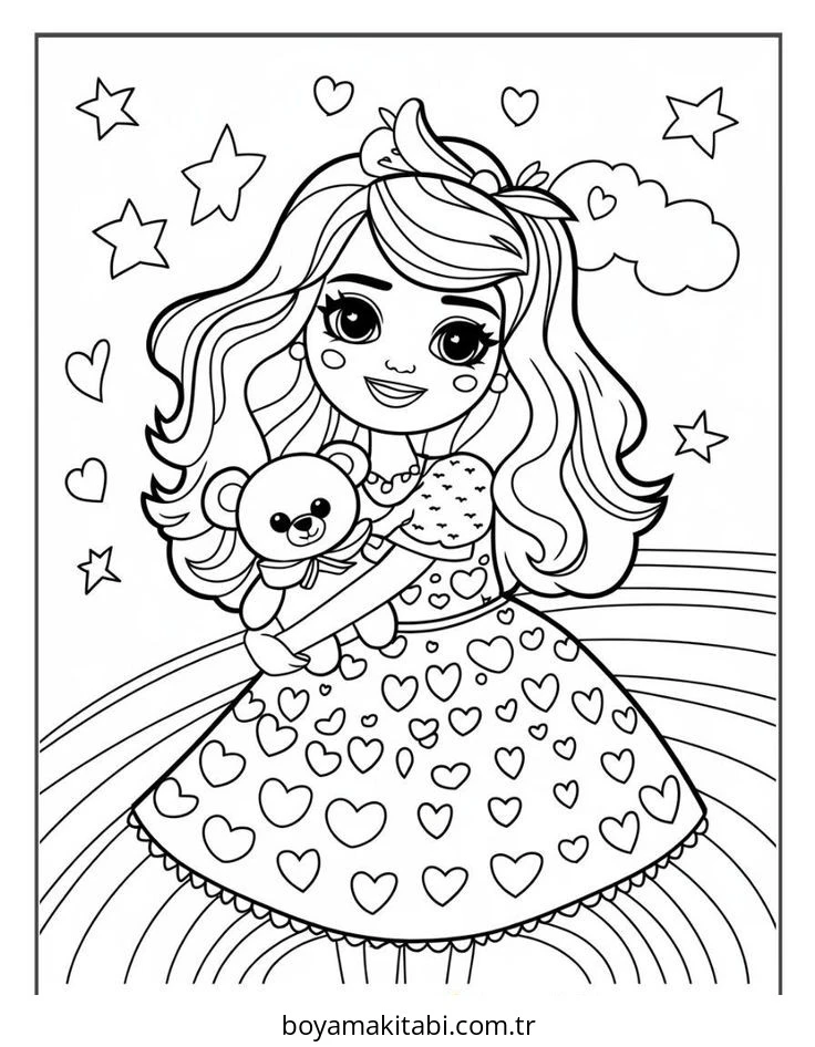 Barbie boyama sayfası – boyama çalışması, yaratıcılığı geliştirir