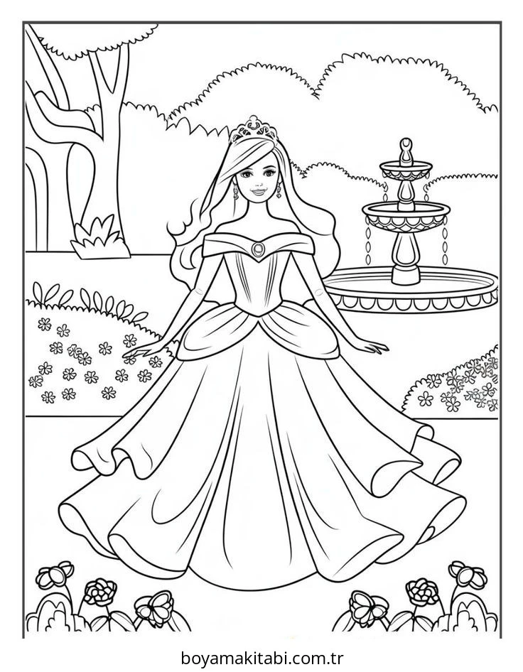 Barbie boyama sayfası – PDF indir, sevimli karakter