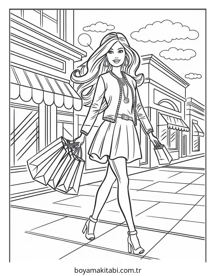 Barbie boyama sayfası – kolay boyama, eğitici aktivite