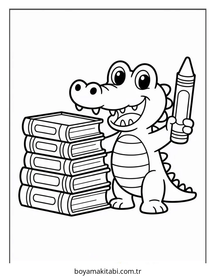 Timsah boyama sayfası – PDF indir, sevimli karakter