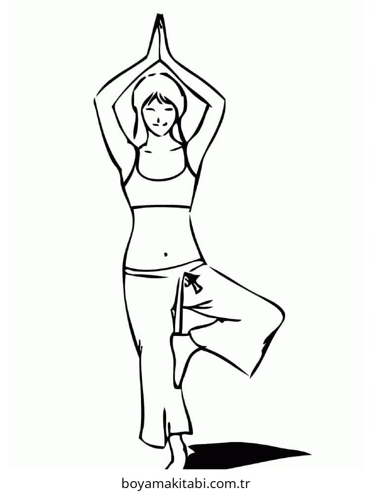 Yoga boyama sayfası – basit çizim, kolay boyama