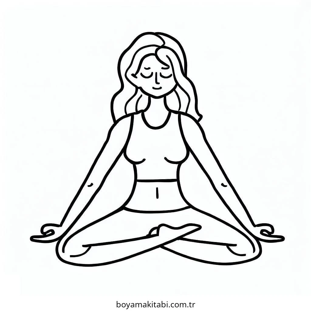 Yoga boyama sayfası – çizgi film temalı, basit çizim