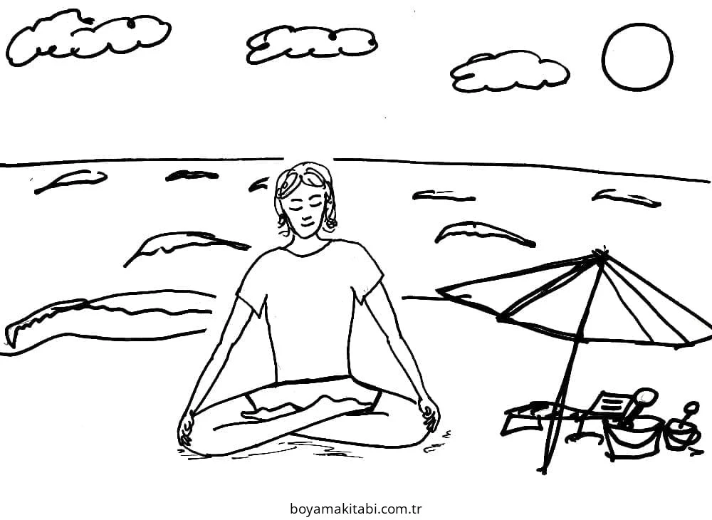 Yoga boyama sayfası – evde etkinlik, ücretsiz yazdır