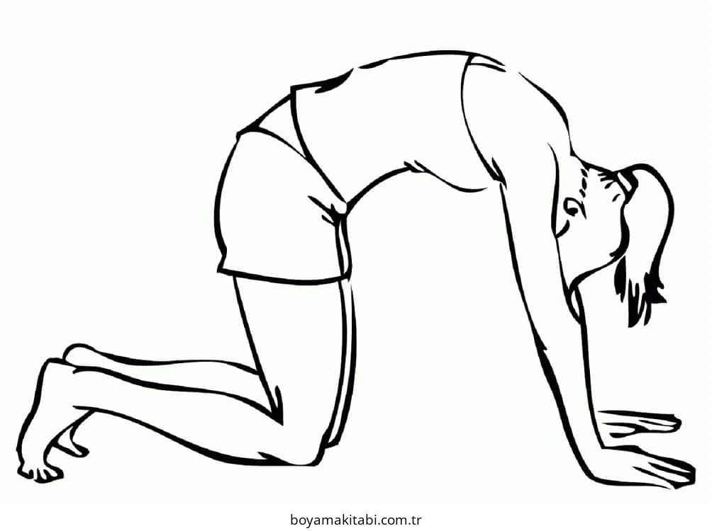 Yoga boyama sayfası – çocuk aktivitesi, PDF indir
