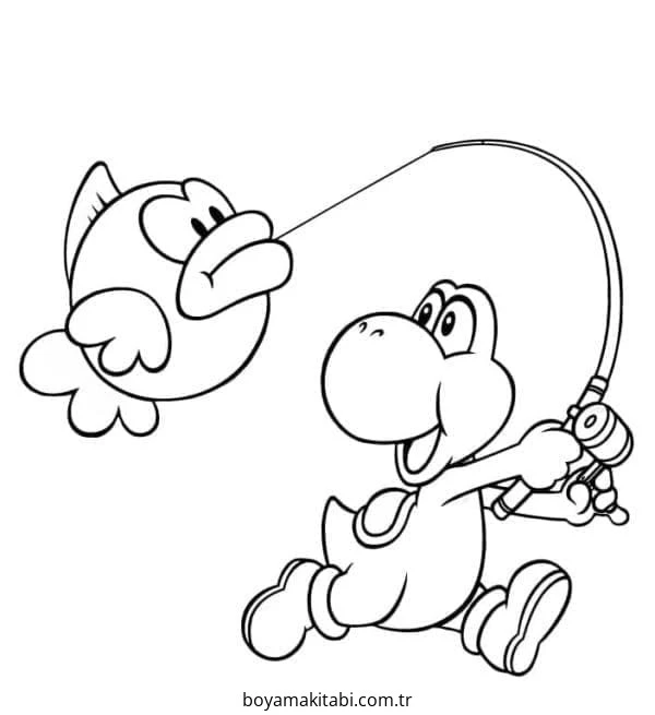 Yoshi boyama sayfası – el becerilerini geliştirir, boyama çalışması