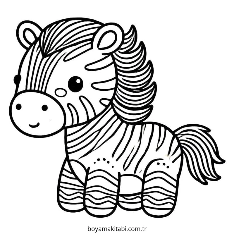 Zebra boyama sayfası – basit çizim, kolay boyama