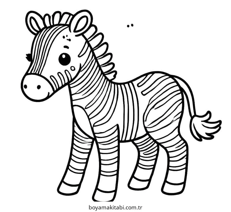 Zebra boyama sayfası – renkli çizimler, okul öncesi