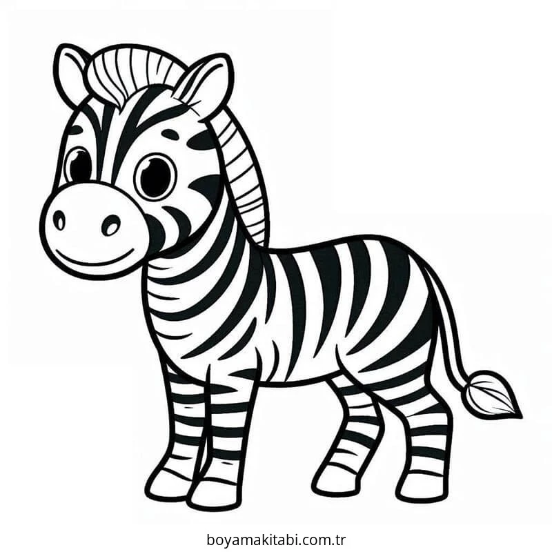 Zebra boyama sayfası – PDF indir, sevimli karakter