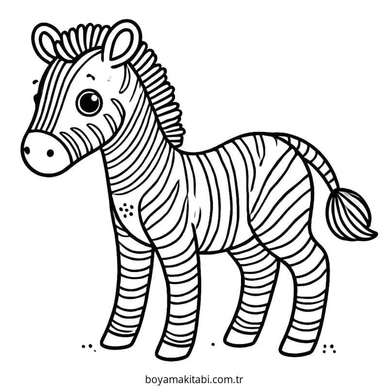 Zebra boyama sayfası – çocuklar için, çizgi film temalı