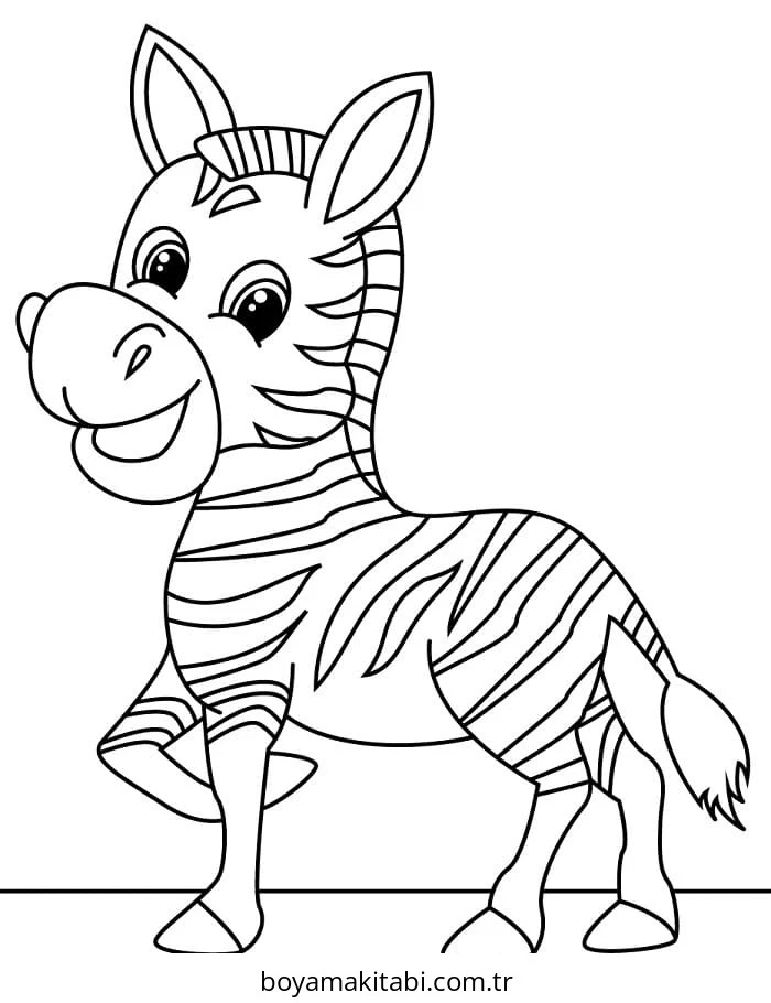 Zebra boyama sayfası – kolay boyama, eğitici aktivite