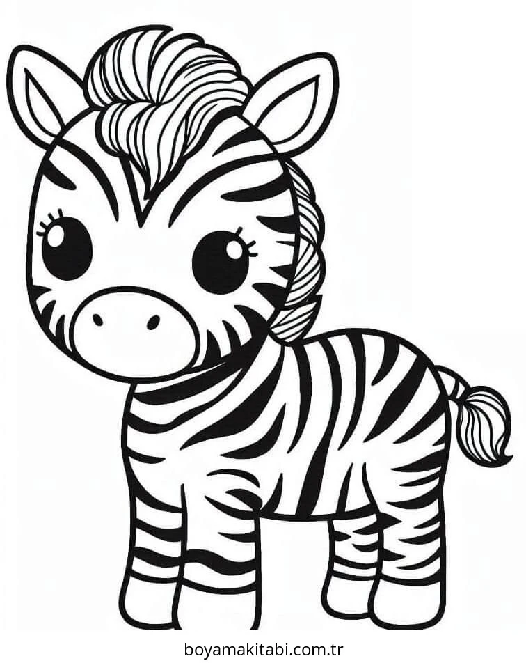 Zebra boyama sayfası – eğlenceli etkinlik, el becerilerini geliştirir