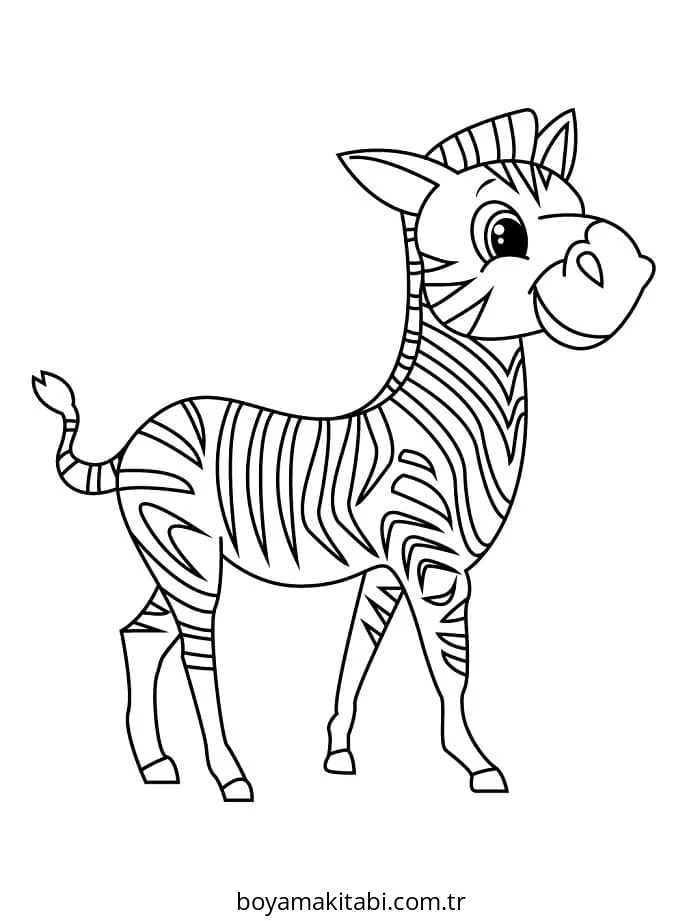 Zebra boyama sayfası – sevimli karakter, sanatsal çalışma