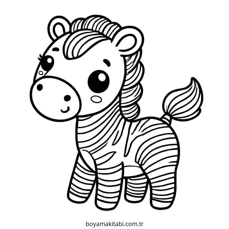 Zebra boyama sayfası – çizgi film temalı, basit çizim