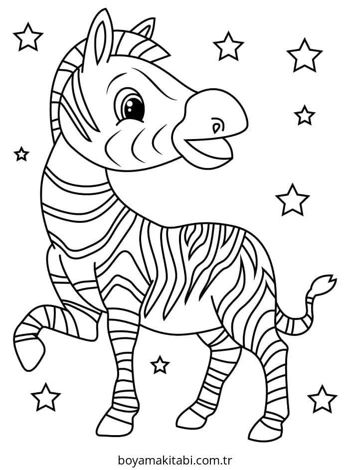 Zebra boyama sayfası – boyama çalışması, yaratıcılığı geliştirir