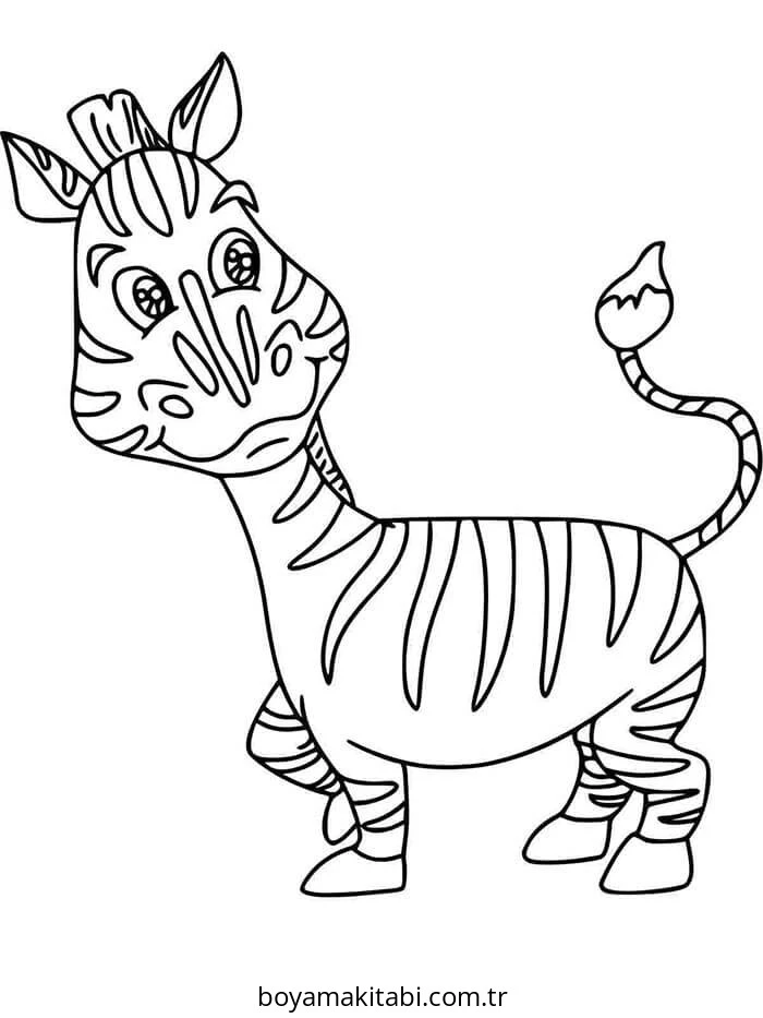 Zebra boyama sayfası – çocuklar için, çizgi film temalı