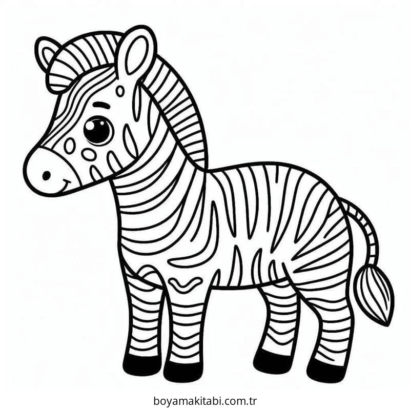 Zebra boyama sayfası – kolay boyama, eğitici aktivite