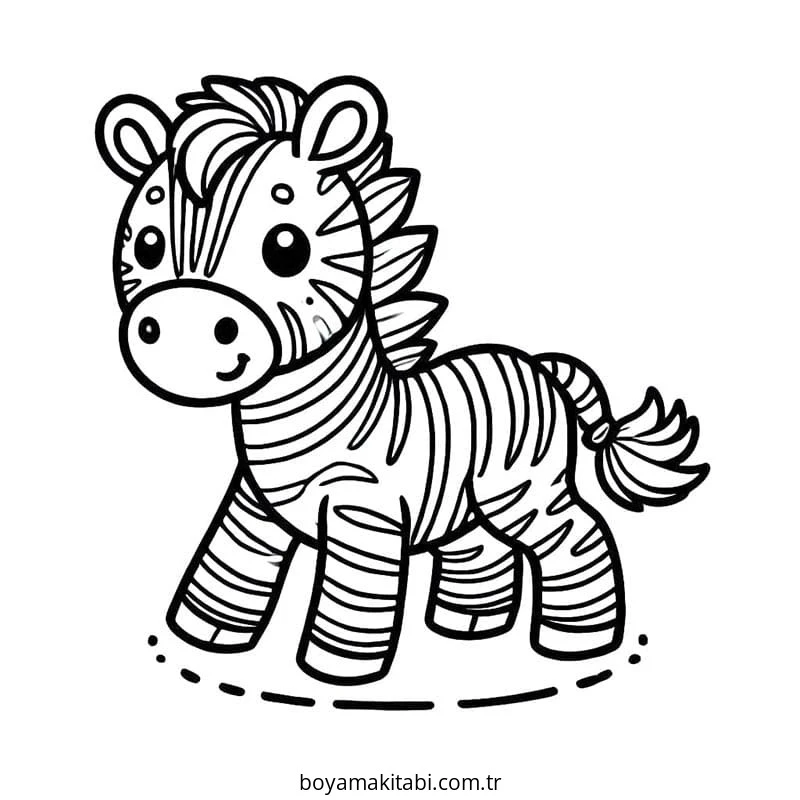 Zebra boyama sayfası – sevimli karakter, sanatsal çalışma