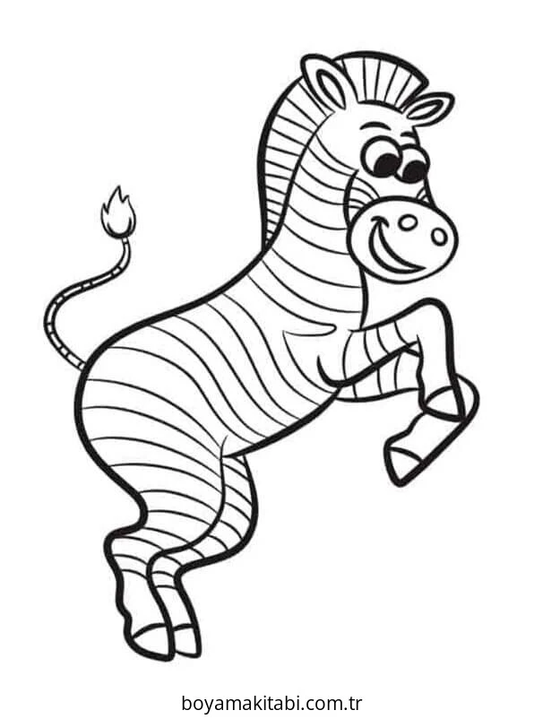 Zebra boyama sayfası – çocuk aktivitesi, PDF indir