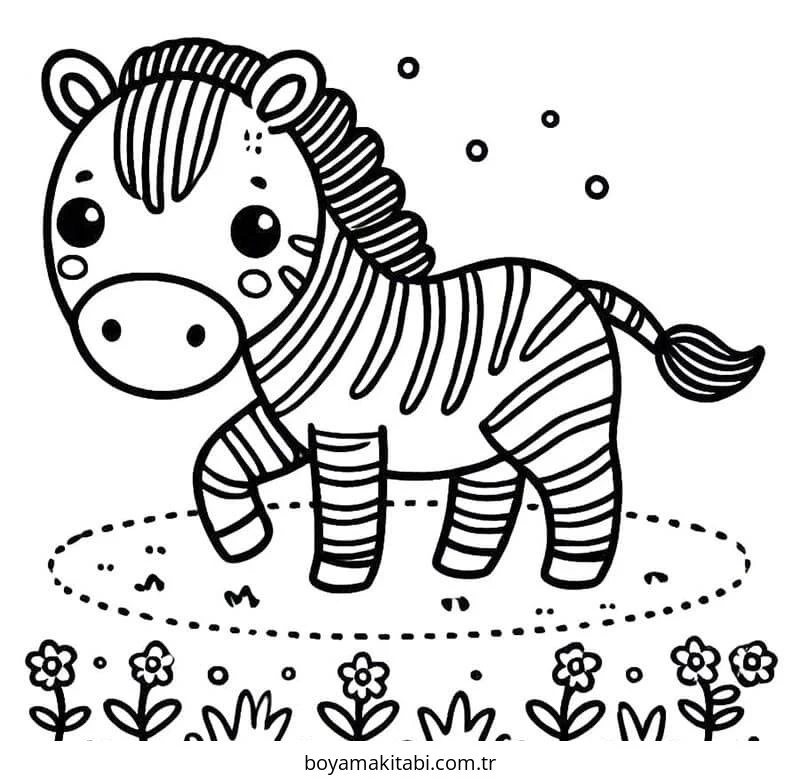 Zebra boyama sayfası – sanatsal çalışma, çocuklar için