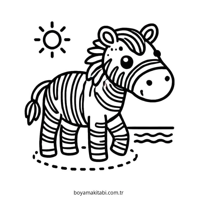 Zebra boyama sayfası – basit çizim, kolay boyama
