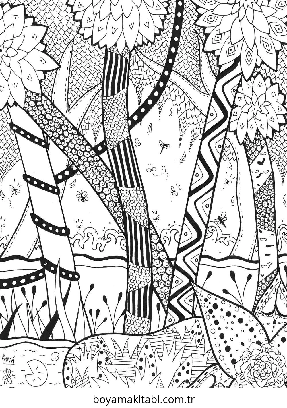 Zentangle boyama sayfası – renkli çizimler, okul öncesi