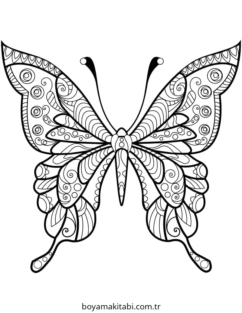 Zentangle boyama sayfası – PDF indir, sevimli karakter